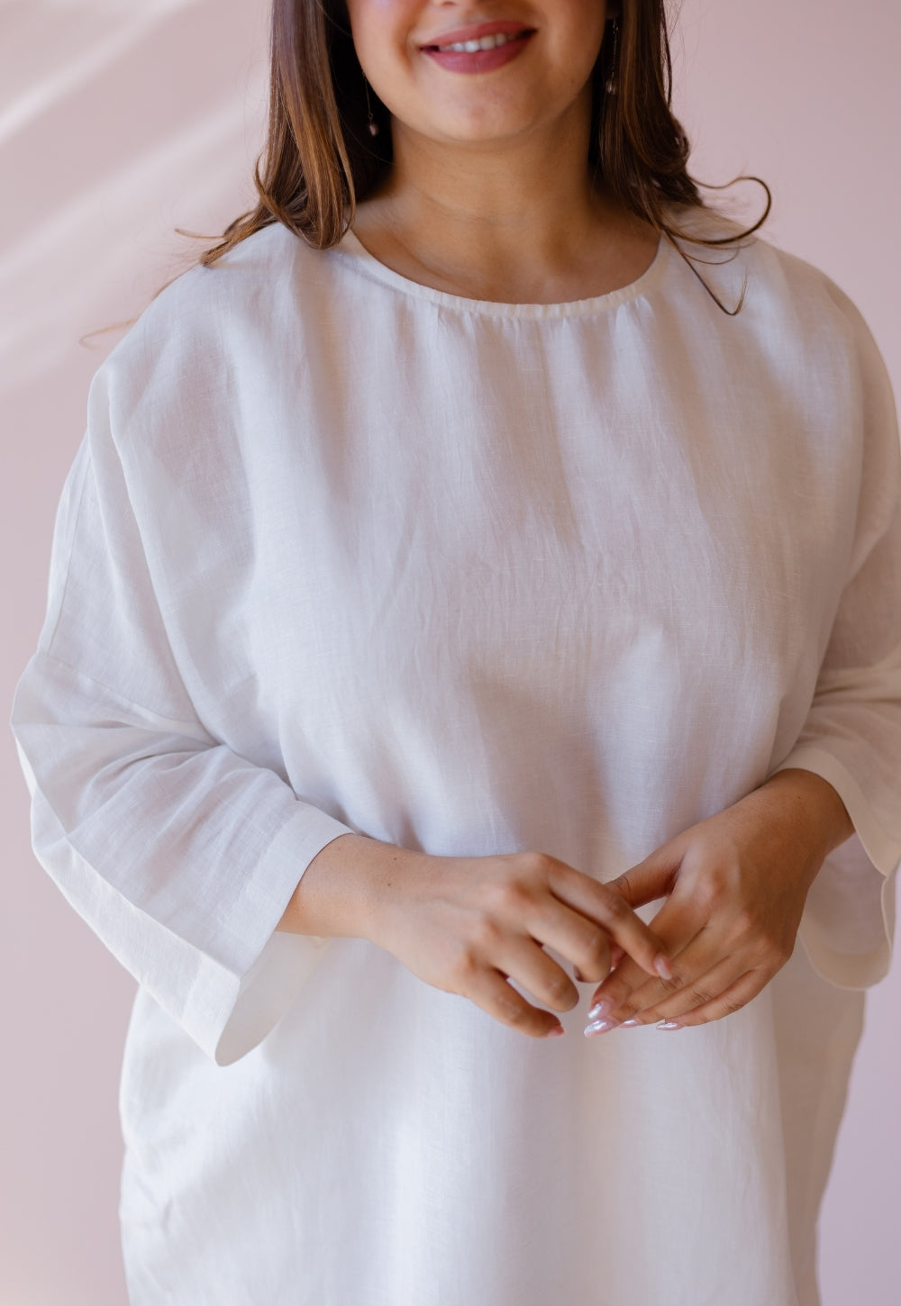 Prerna White Solid Handloom Cotton Linen Anti-Fit Kurta