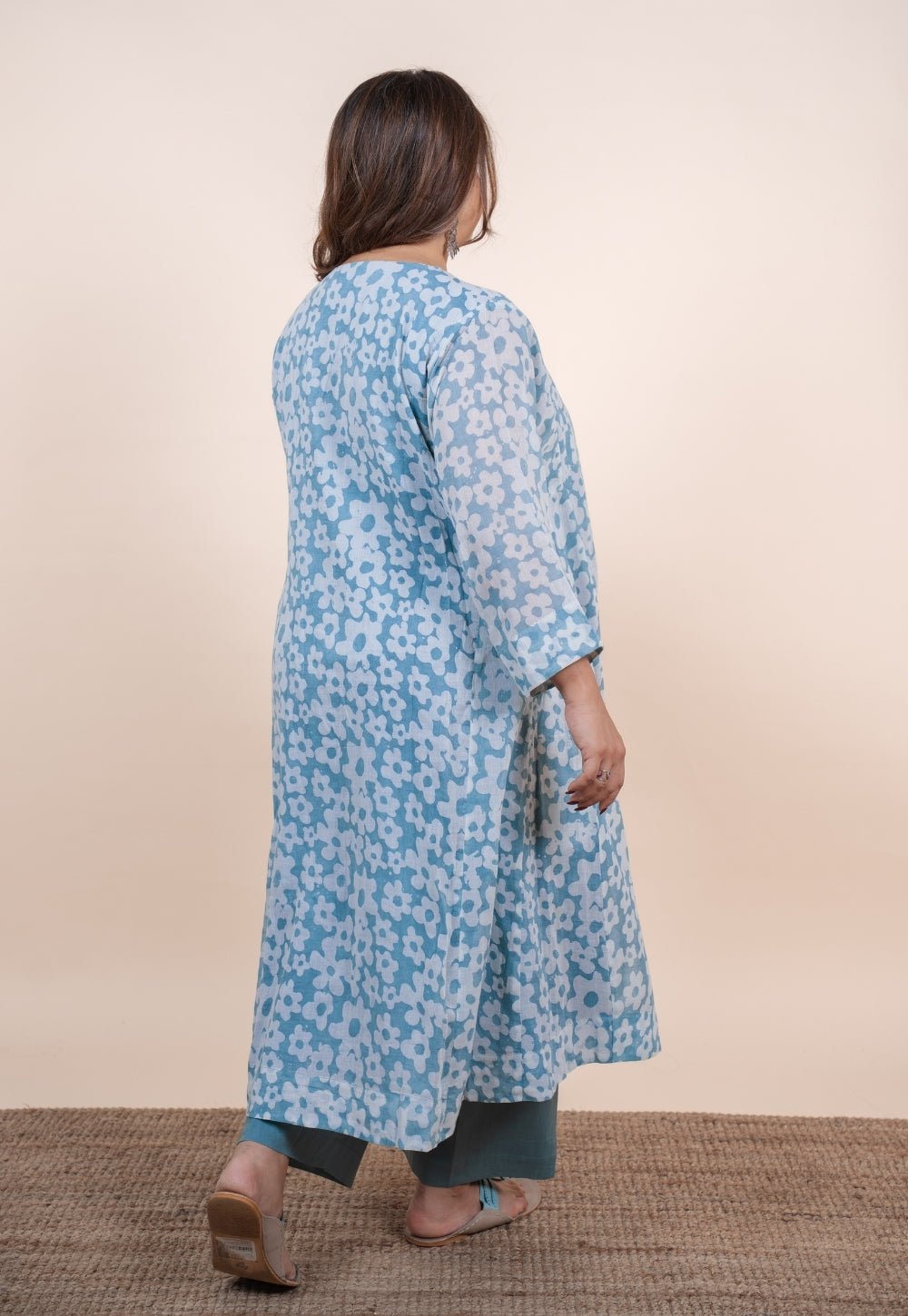 Sufia Blue Batik MulMul Jhabbha kali Kurta