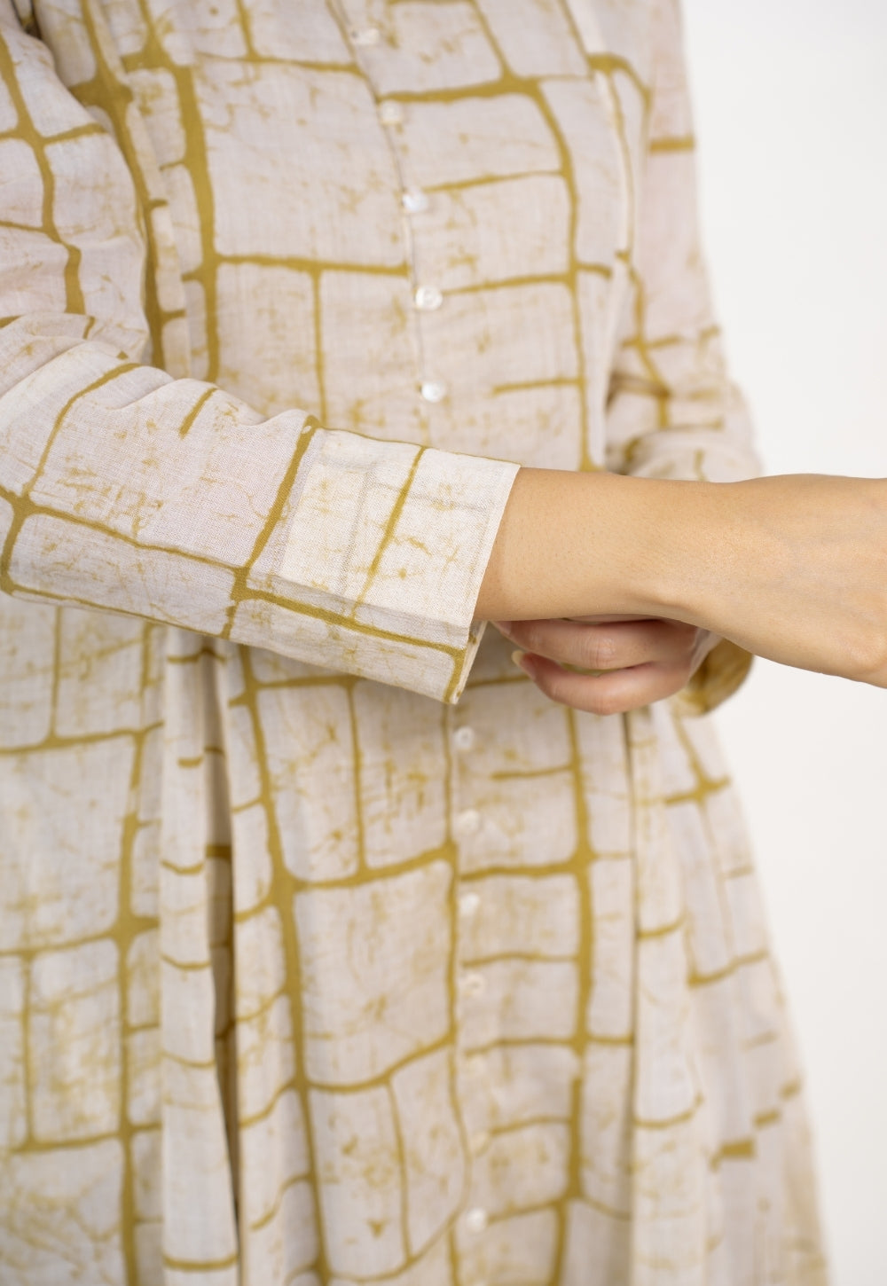 Nayla Green Batik MulMul A Line Kurta