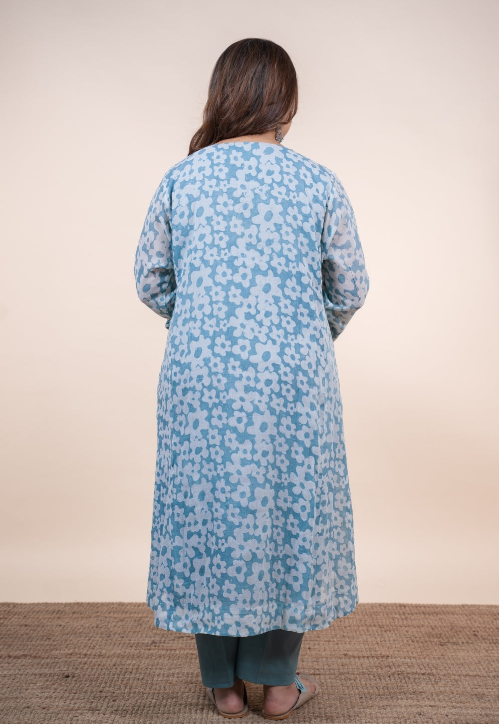 Sufia Blue Batik MulMul Jhabbha kali Kurta
