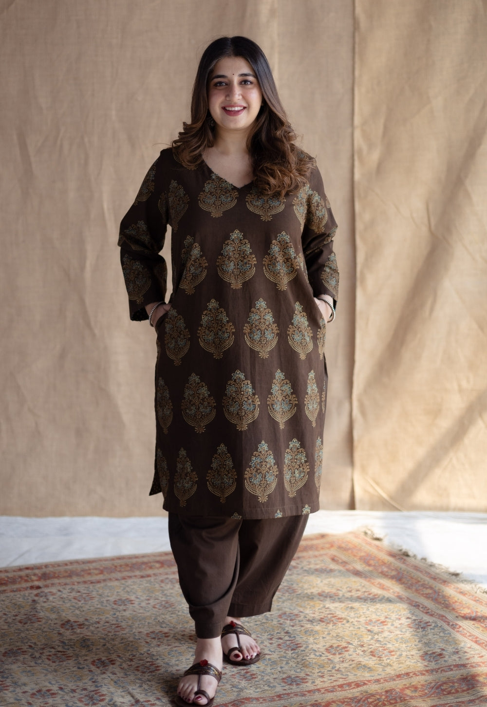 Brown Solid Kota Doria Cotton Dupatta