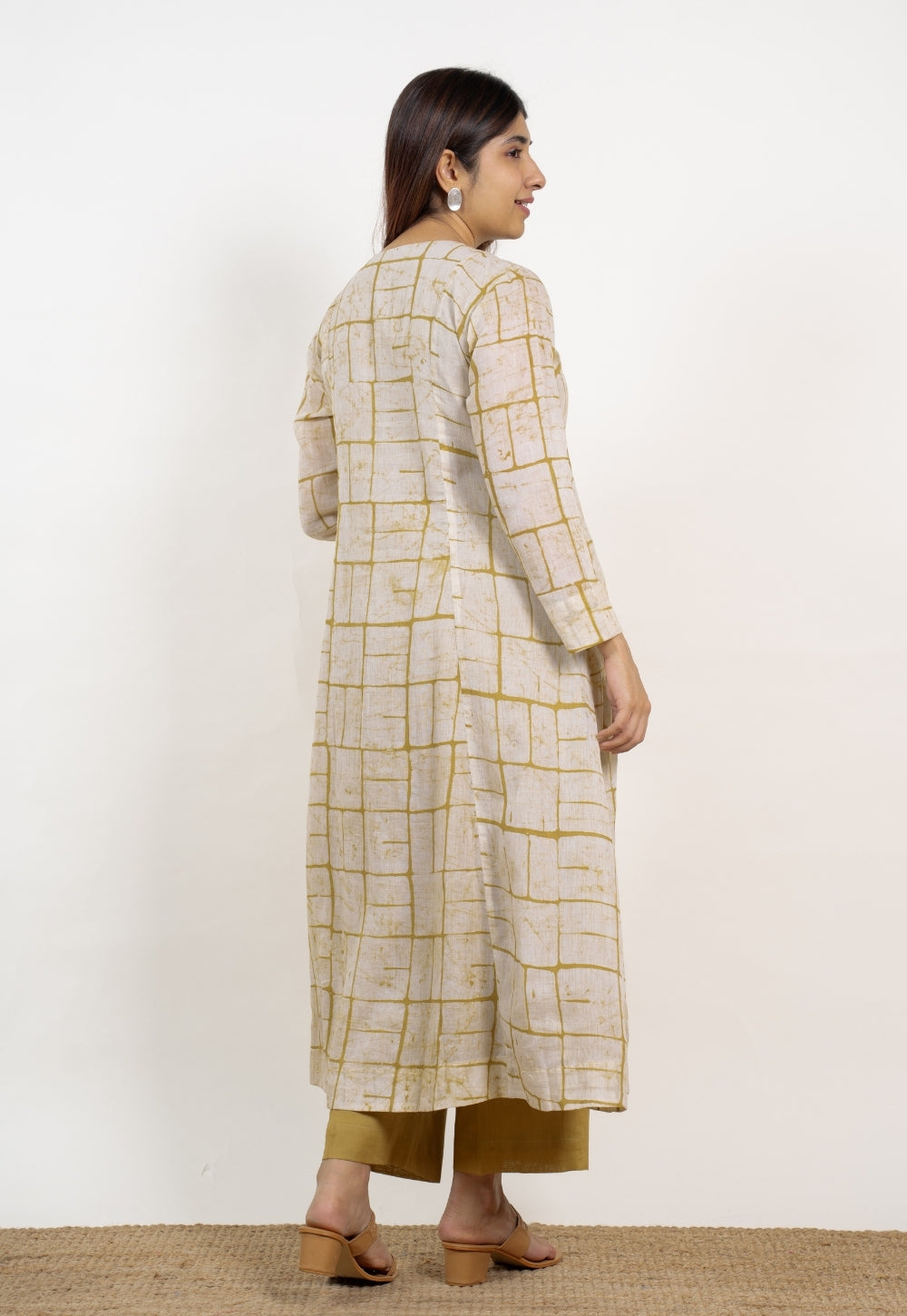 Nayla Green Batik MulMul A Line Kurta