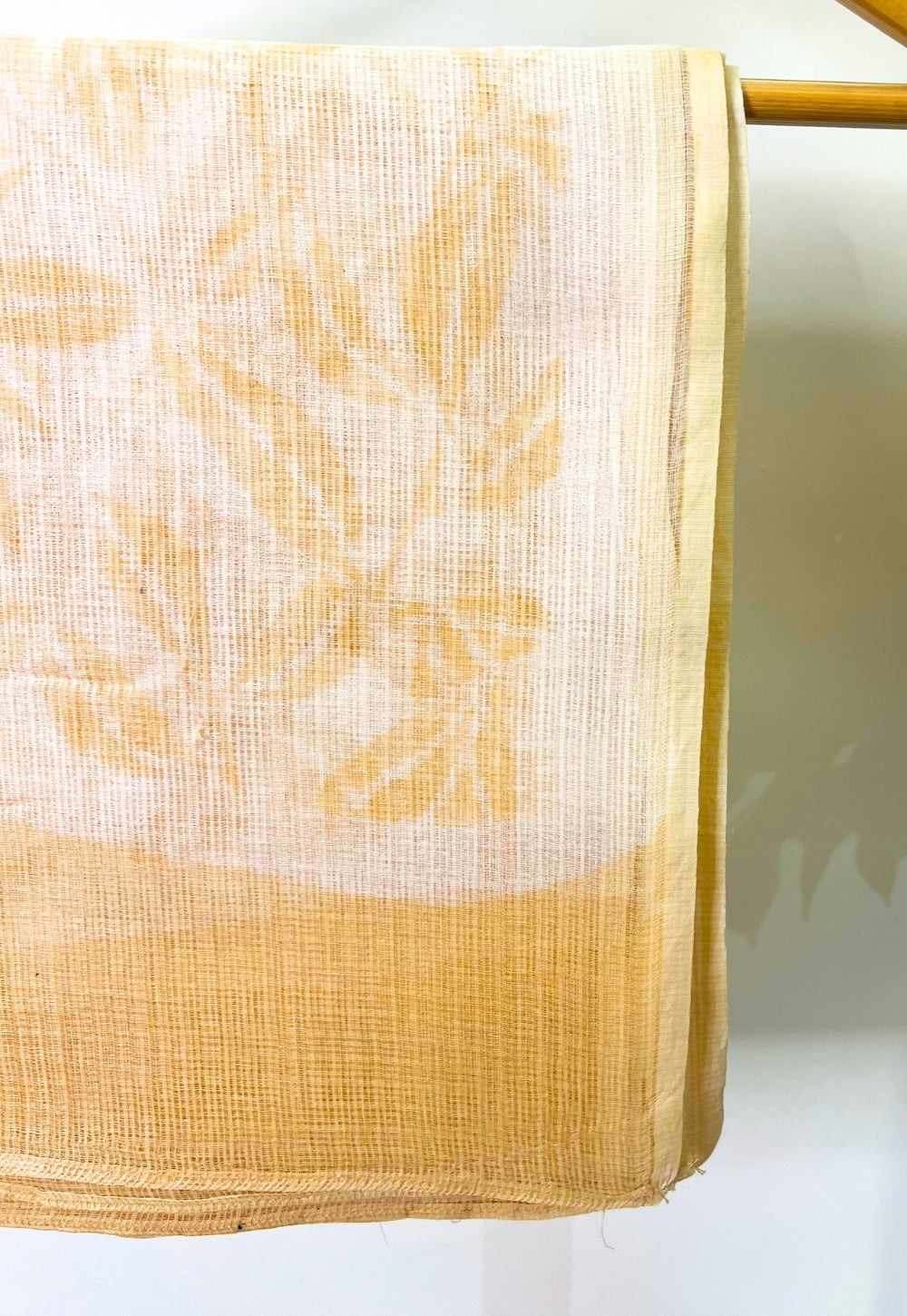 Off White Leaf Hand Block Print Kota Doria Cotton Dupatta