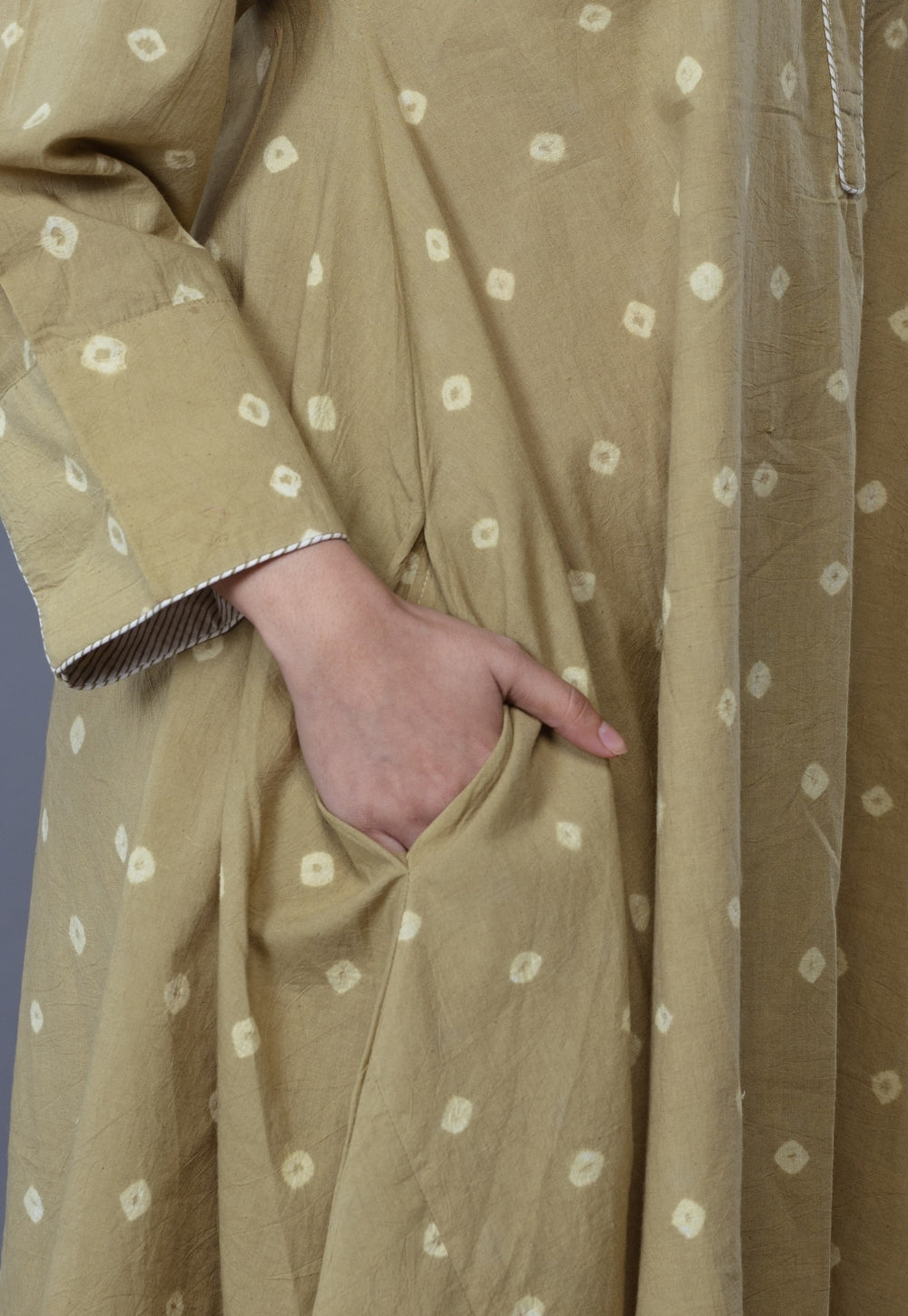 Srisha Green Bandhani Cotton A Line Dress