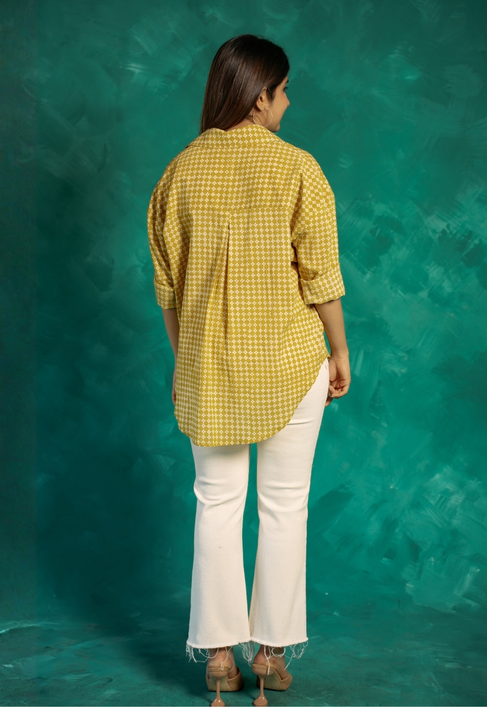 Ruhi Yellow Bagru Cotton Straight Shirt