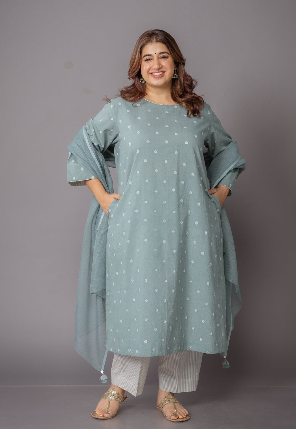 Green Solid Kota Doria Cotton Dupatta