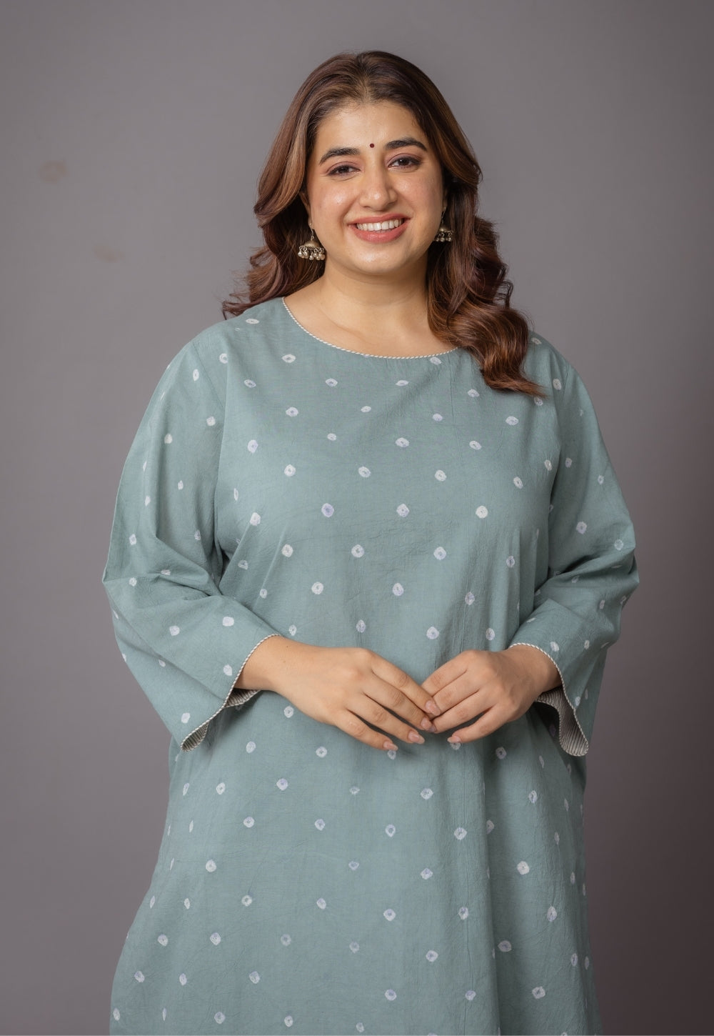 Harsha Green Bandhani Cotton Straight Suit Set (Set of 3)