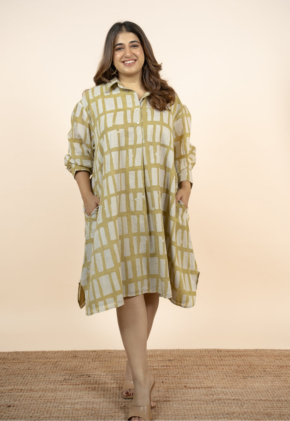 Aiman Green Batik MulMul A Line Dress