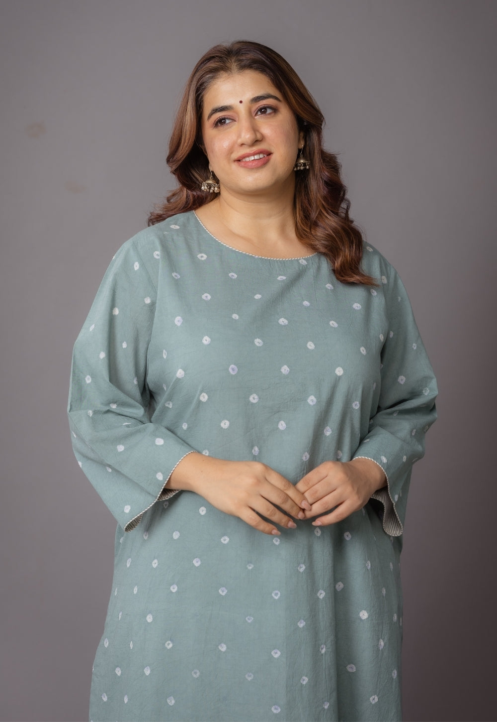 Harsha Green Bandhani Cotton Straight Suit Set (Set of 3)