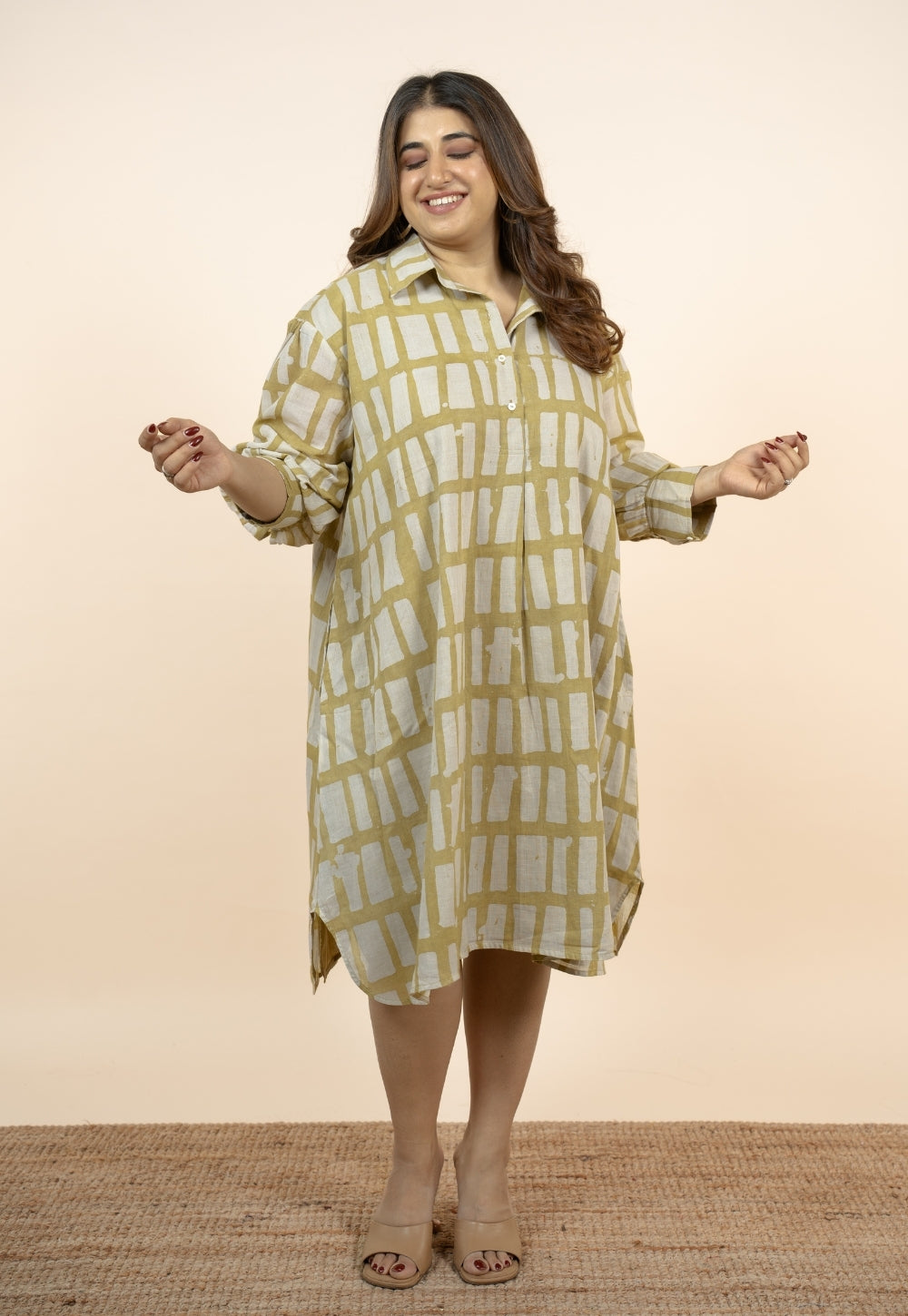Aiman Green Batik MulMul A Line Dress