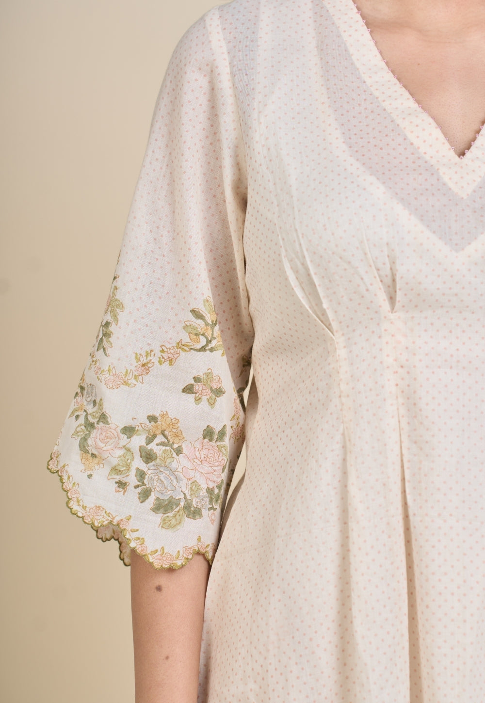 Zia White Sanganeri Mul Cotton A Line Dress