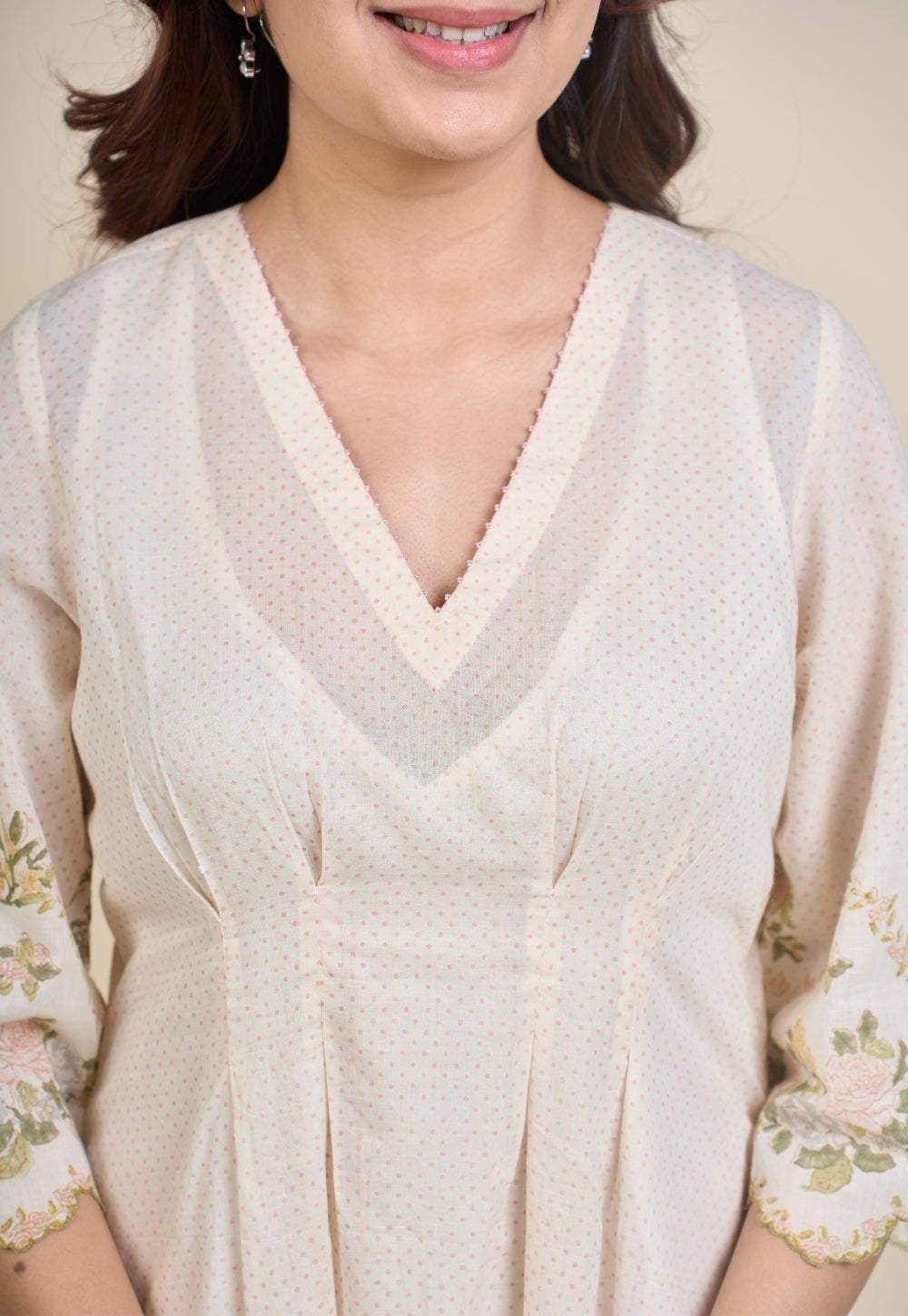 Zia White Sanganeri Mul Cotton A Line Dress