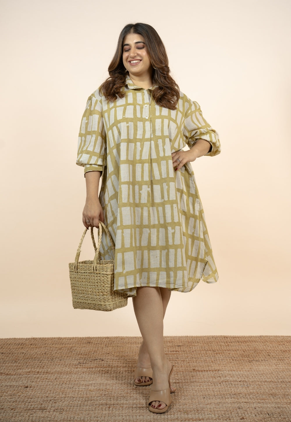 Aiman Green Batik MulMul A Line Dress