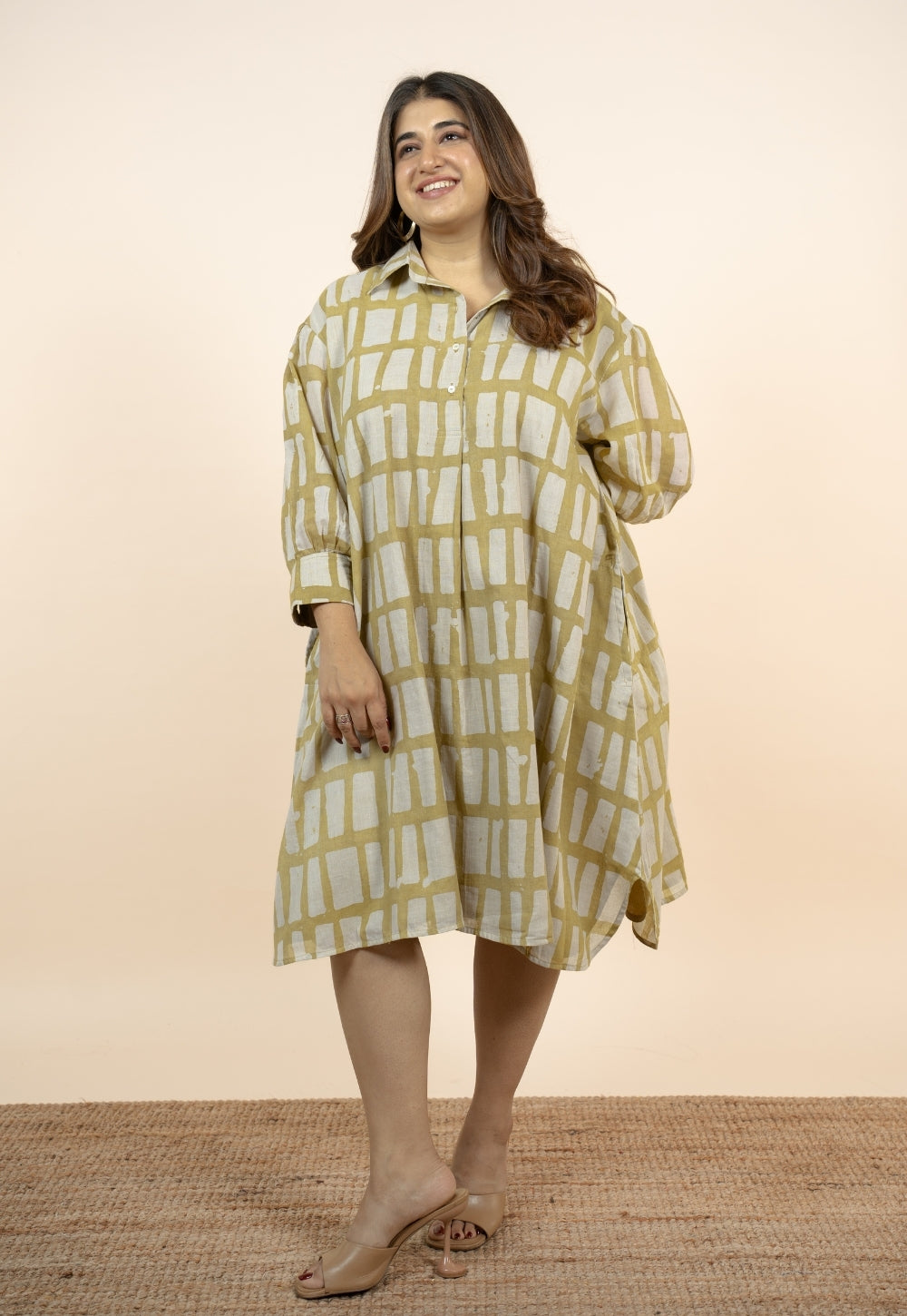 Aiman Green Batik MulMul A Line Dress