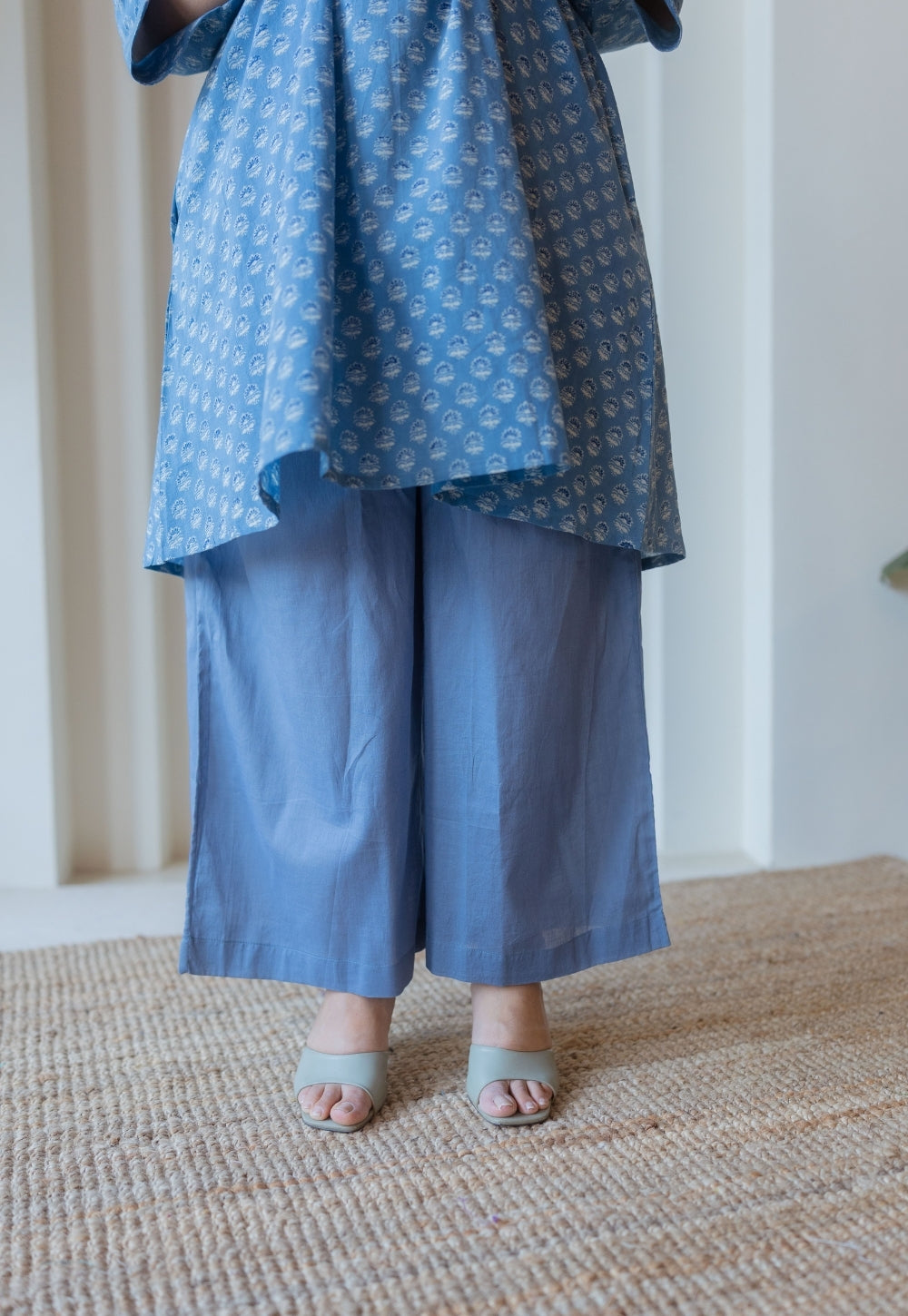 Shaili Blue Ajrakh Cotton A Line Kurta Set (Set of 2)