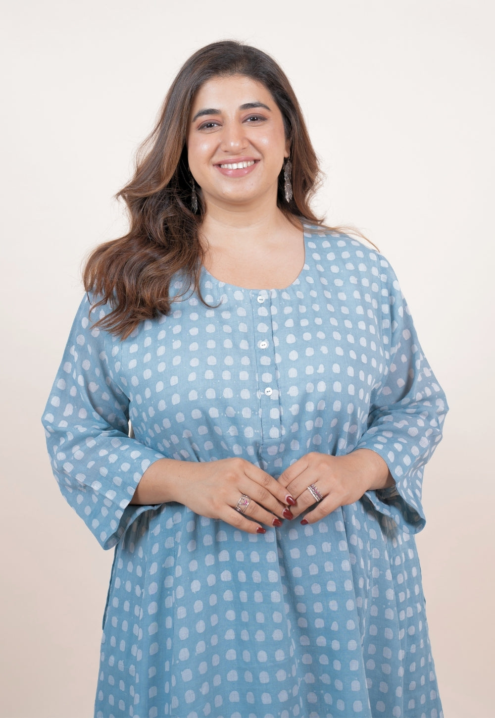Sufia Blue Batik MuMul Jhabbha Kali Kurta