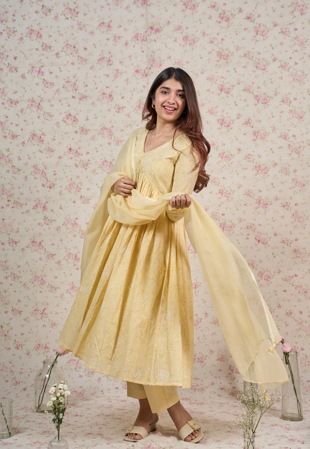 Yellow Solid Kota Doria Cotton Dupatta with Tassels