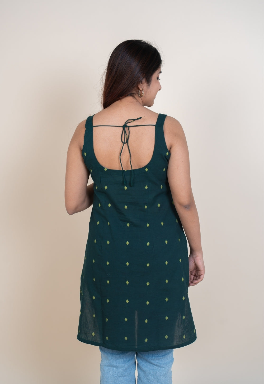 Nivya Green Dabu Cotton Straight Short Top