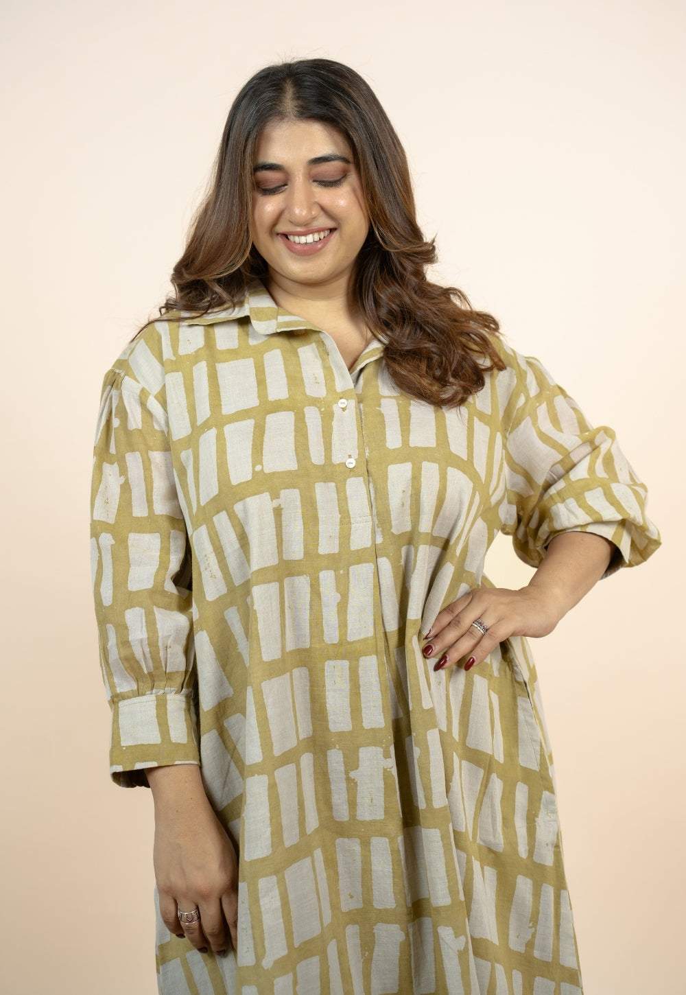 Aiman Green Batik MulMul A Line Dress