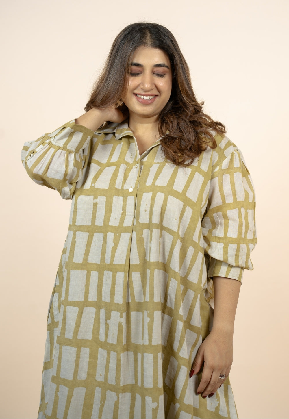 Aiman Green Batik MulMul A Line Dress