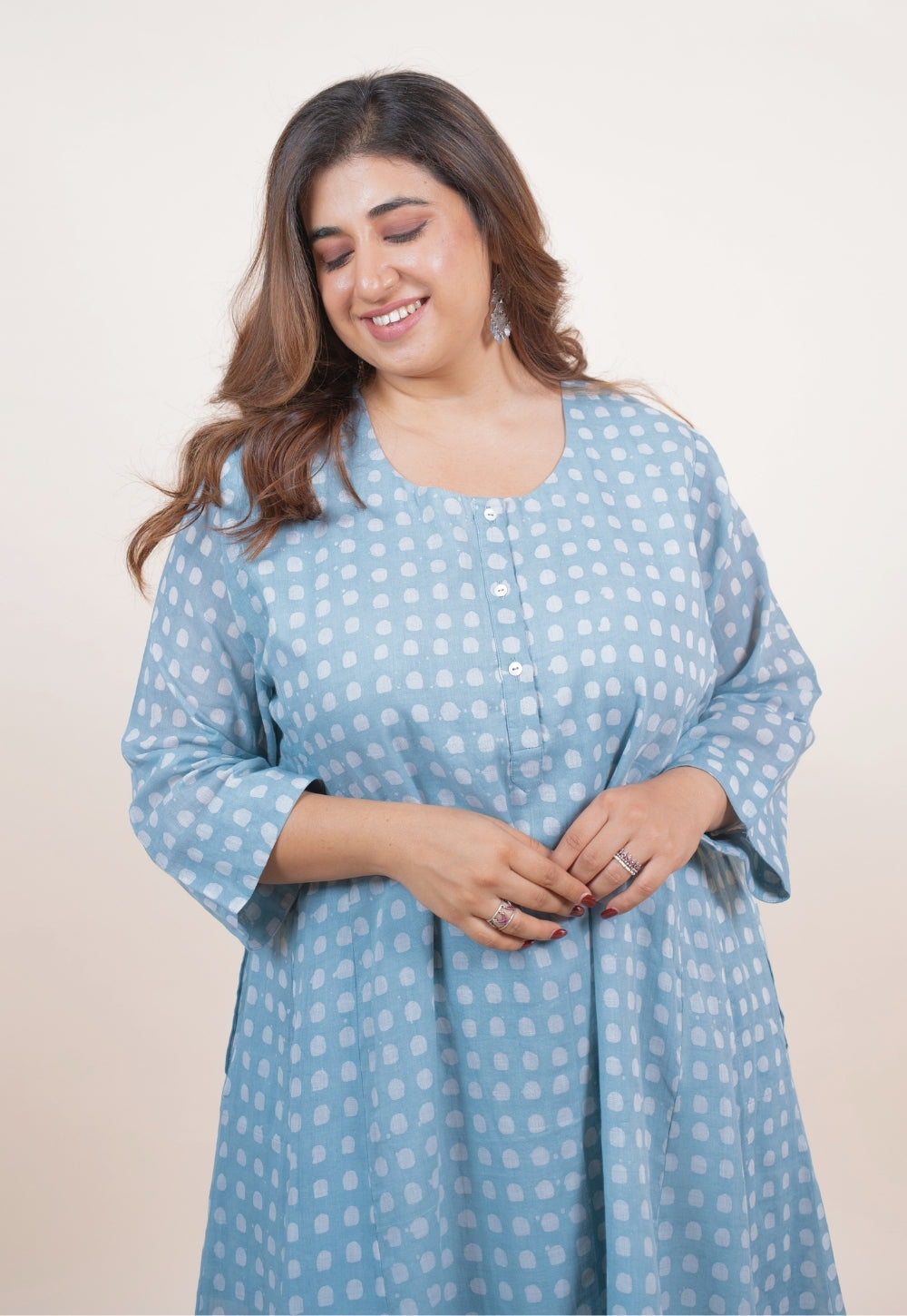Sufia Blue Batik MuMul Jhabbha Kali Kurta