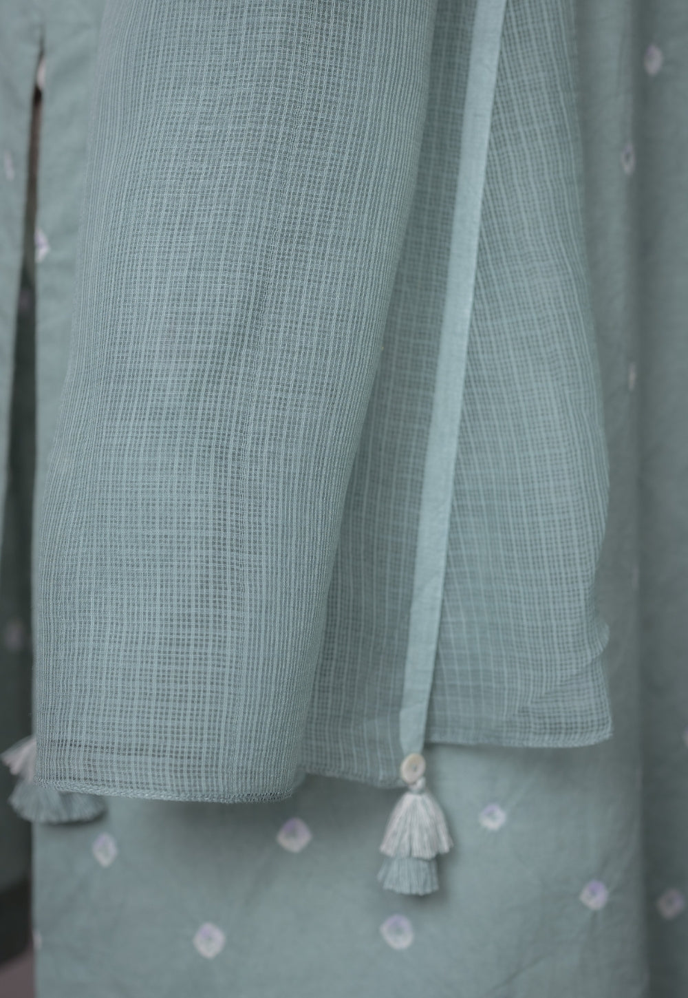 Harsha Green Bandhani Cotton Straight Suit Set (Set of 3)