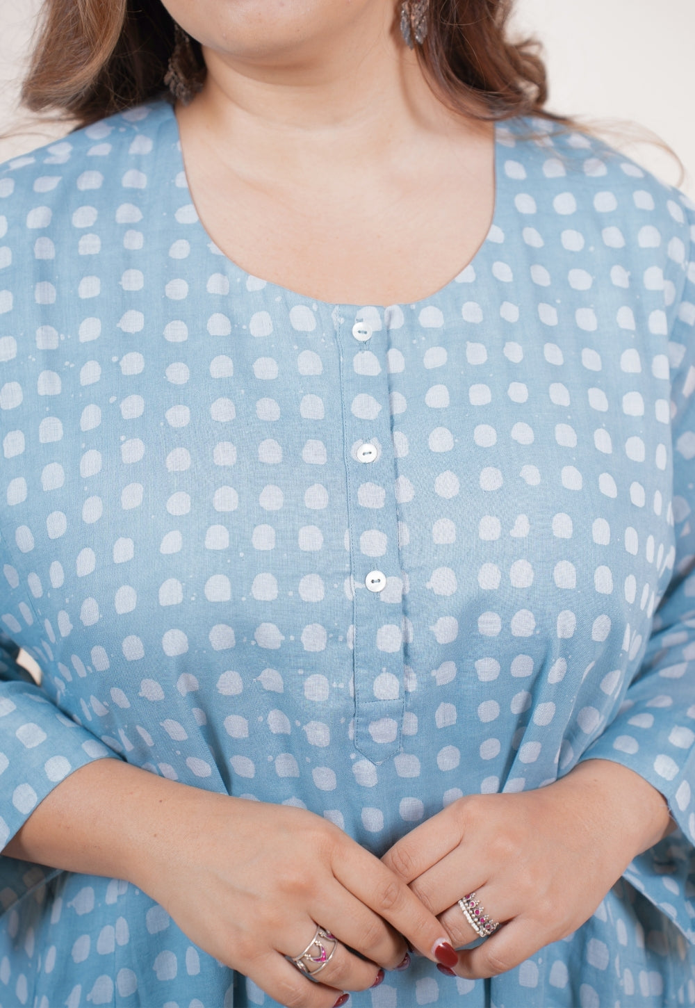 Sufia Blue Batik MuMul Jhabbha Kali Kurta