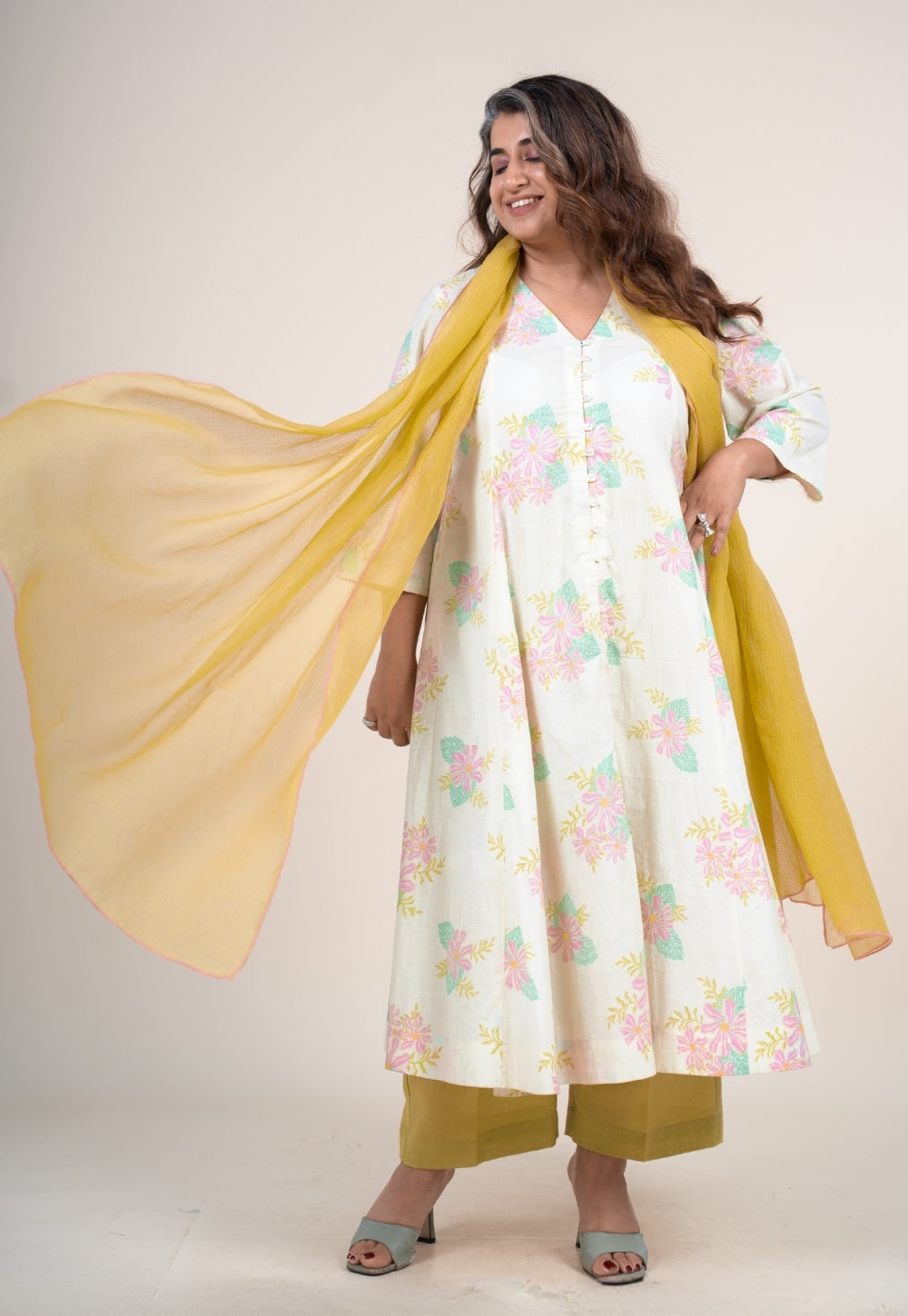 Lime Green Solid Kota Doria Cotton Dupatta Tassels