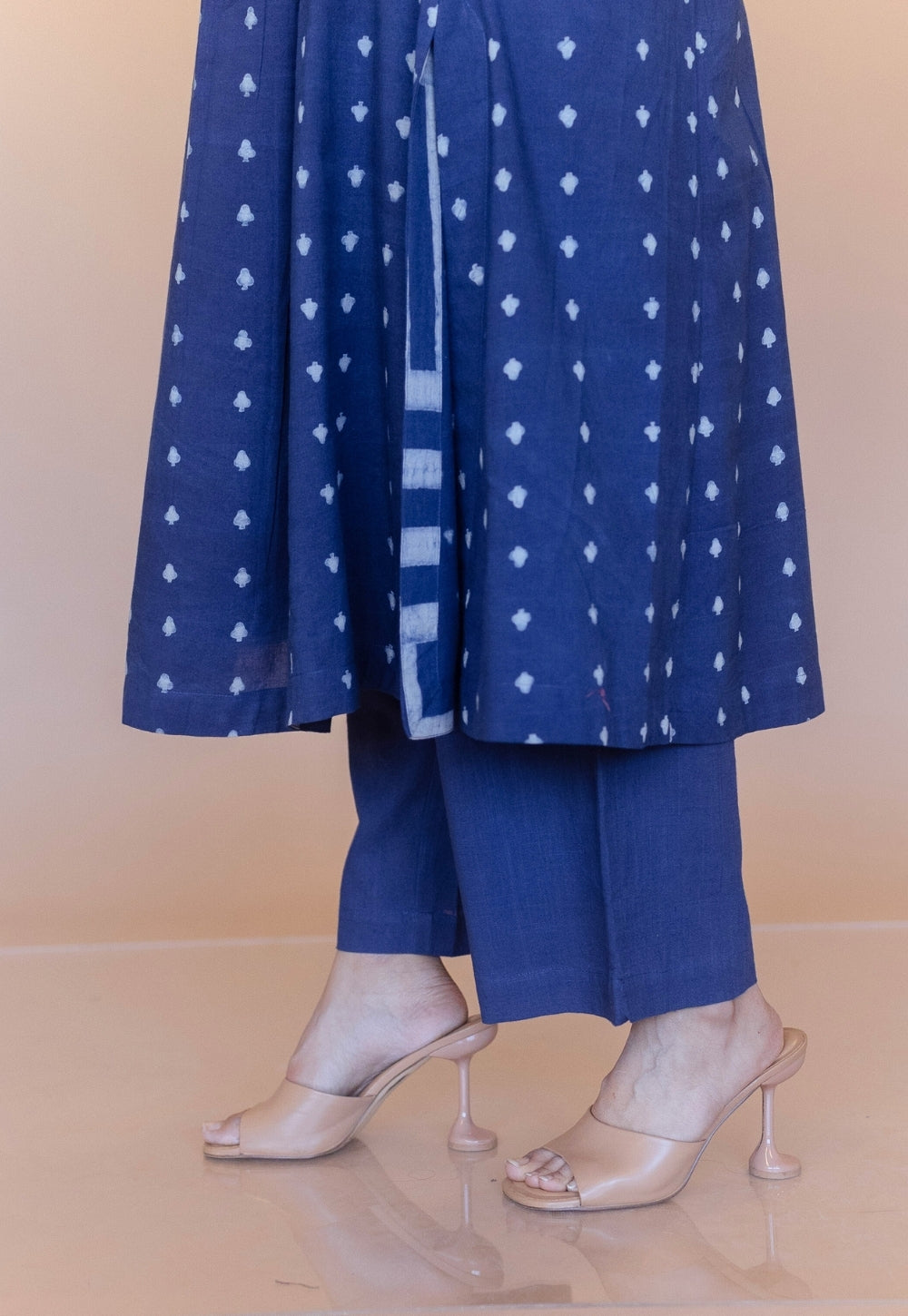 Shikha Blue Dabu Cotton Kali Kurta