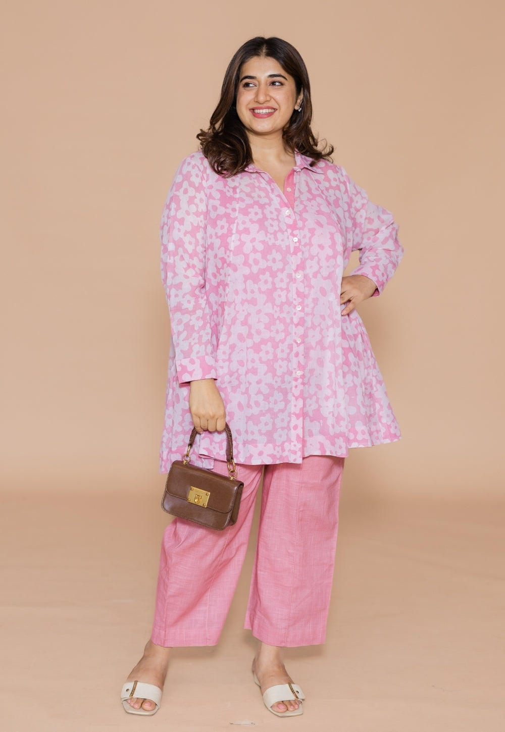 Zaria Pink Batik Mul Anit-Fit Short Top