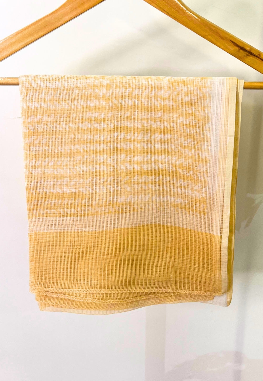Off White Leaf Hand Block Print Kota Doria Cotton Dupatta