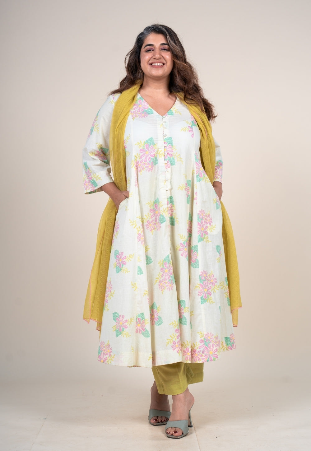 Lime Green Solid Kota Doria Cotton Dupatta Tassels