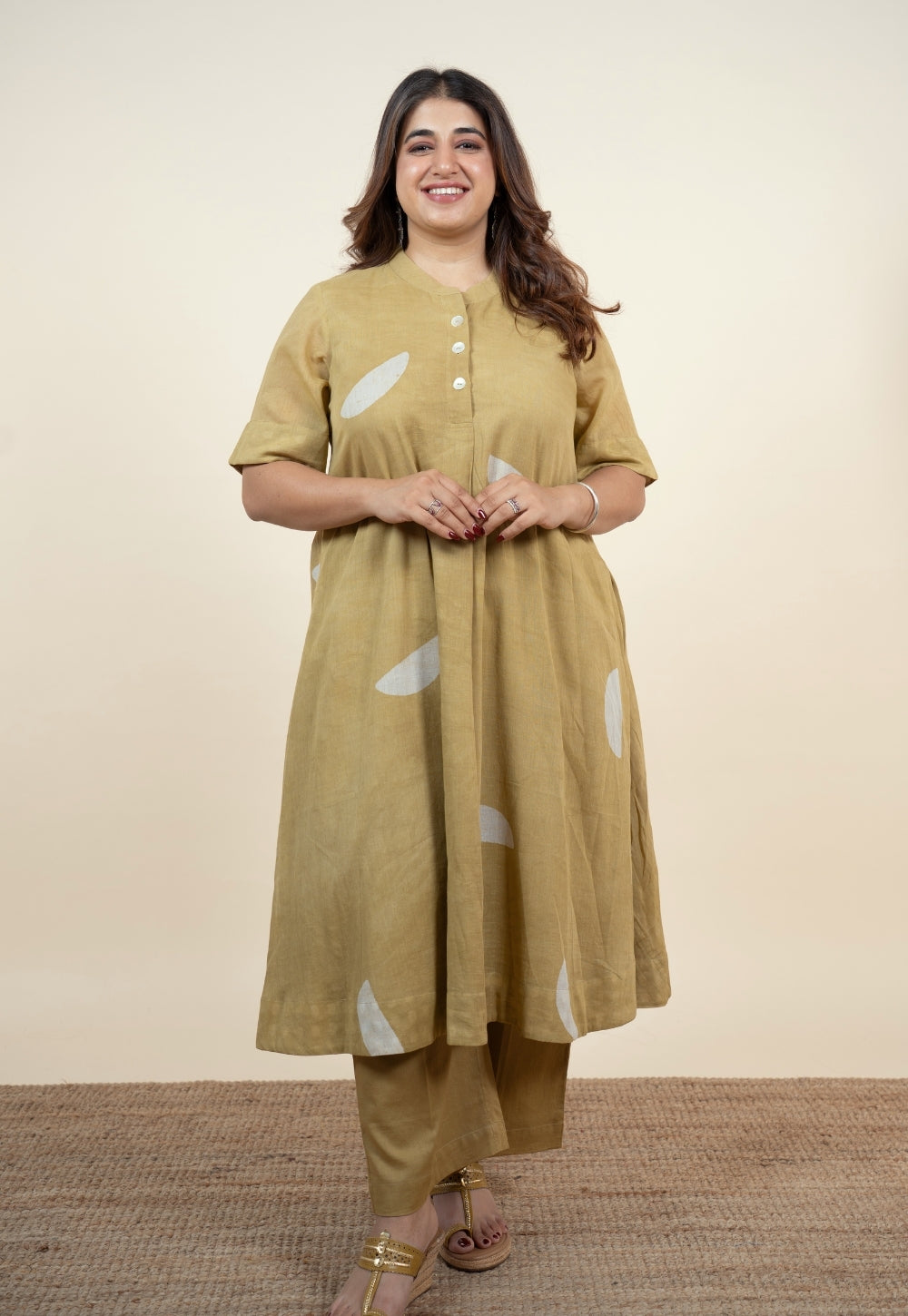 Arzoo Green Batik MulMul A Line Kurta