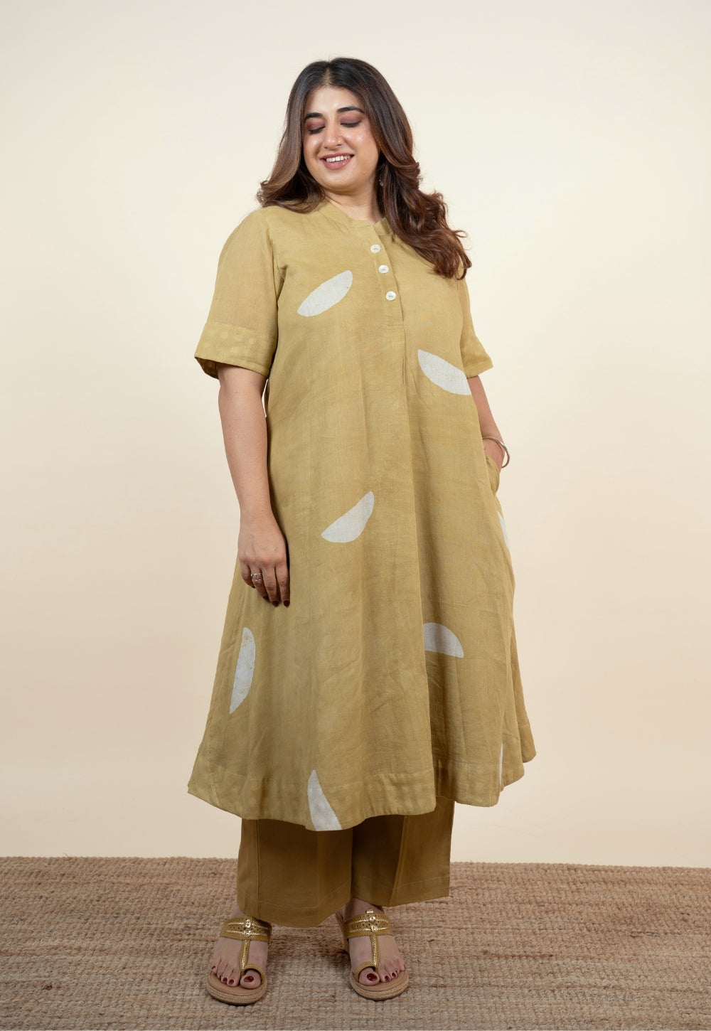 Arzoo Green Batik MulMul A Line Kurta