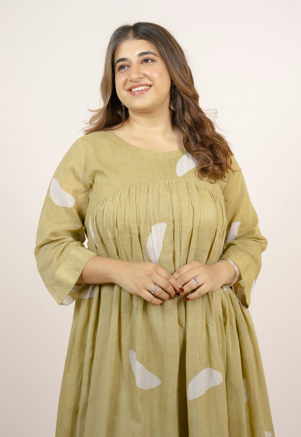 Aarvi Green Batik MulMul A Line Kurta