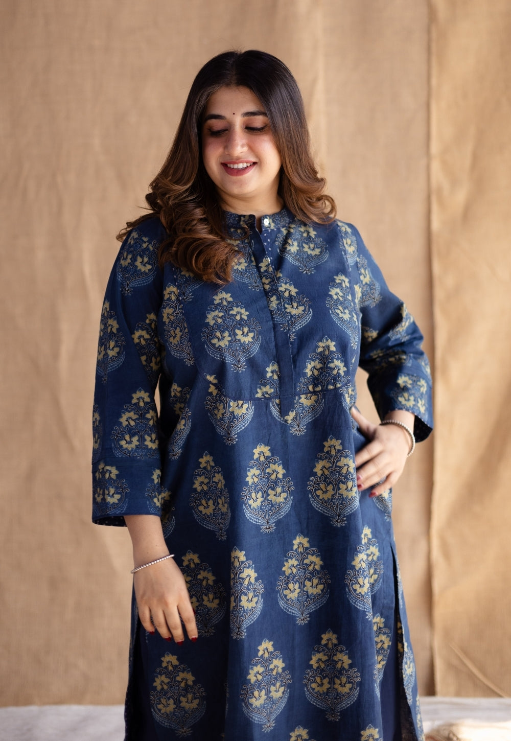 Shrishti Indigo Ajrakh Cotton Straight Kurta