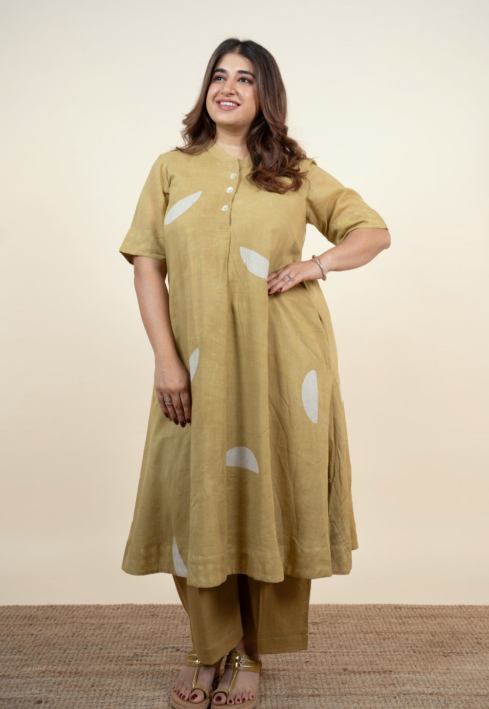Arzoo Green Batik MulMul A Line Kurta
