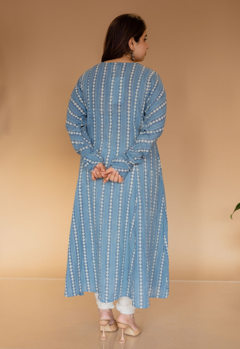 Shinat Blue Ajrakh Cotton Kali Kurta