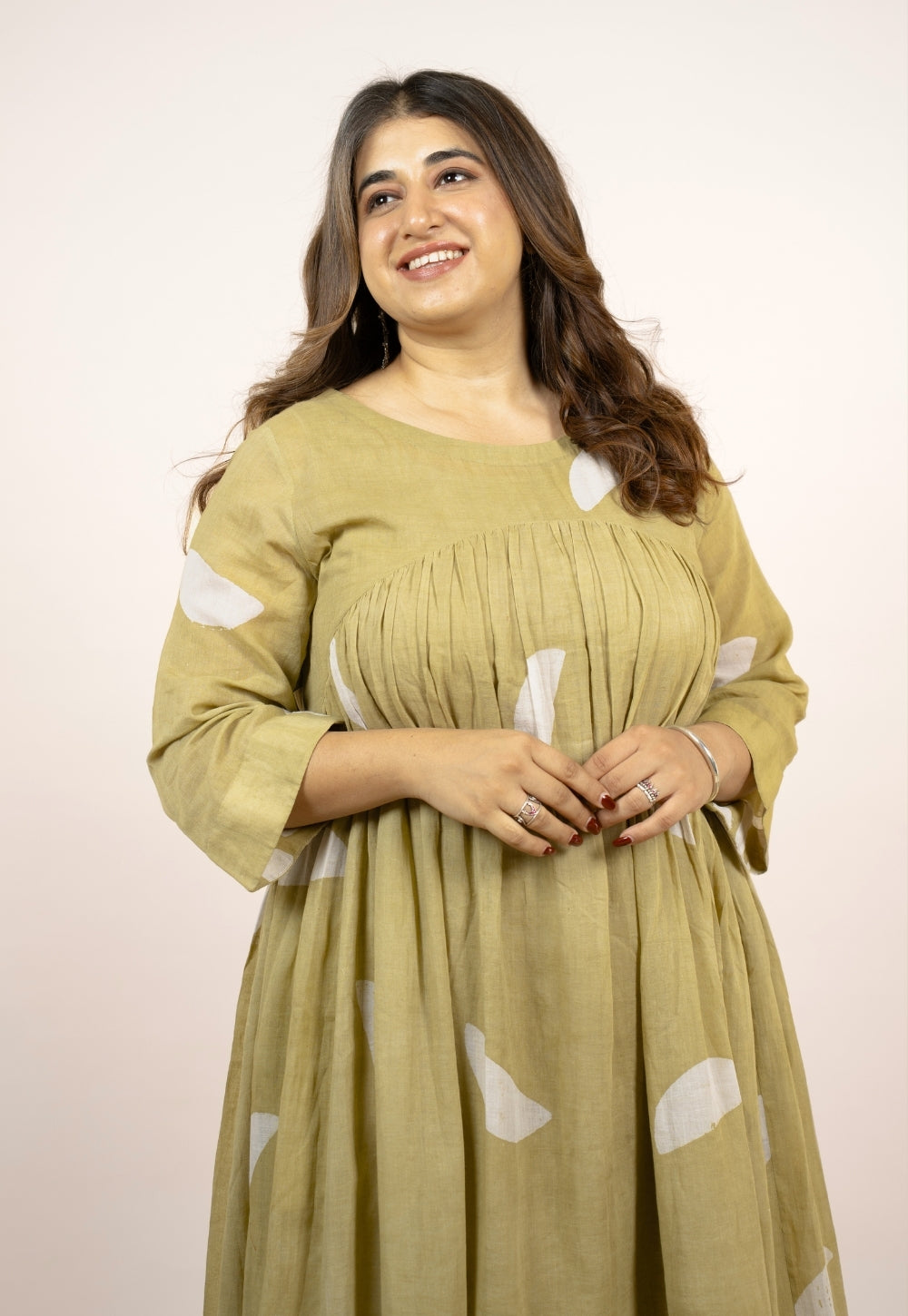 Aarvi Green Batik MulMul A Line Kurta