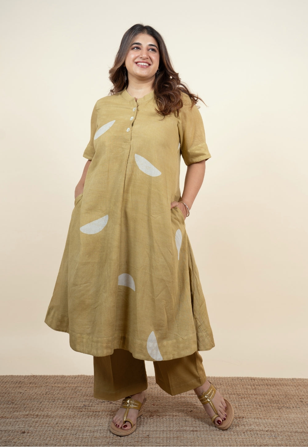 Arzoo Green Batik MulMul A Line Kurta