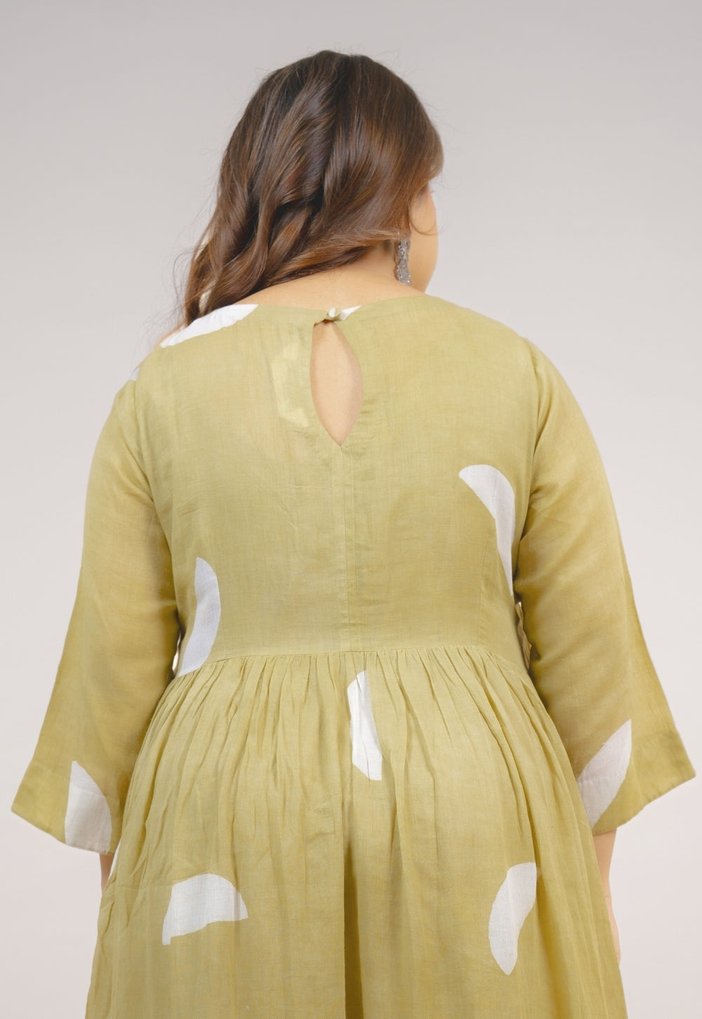 Aarvi Green Batik MulMul A Line Kurta