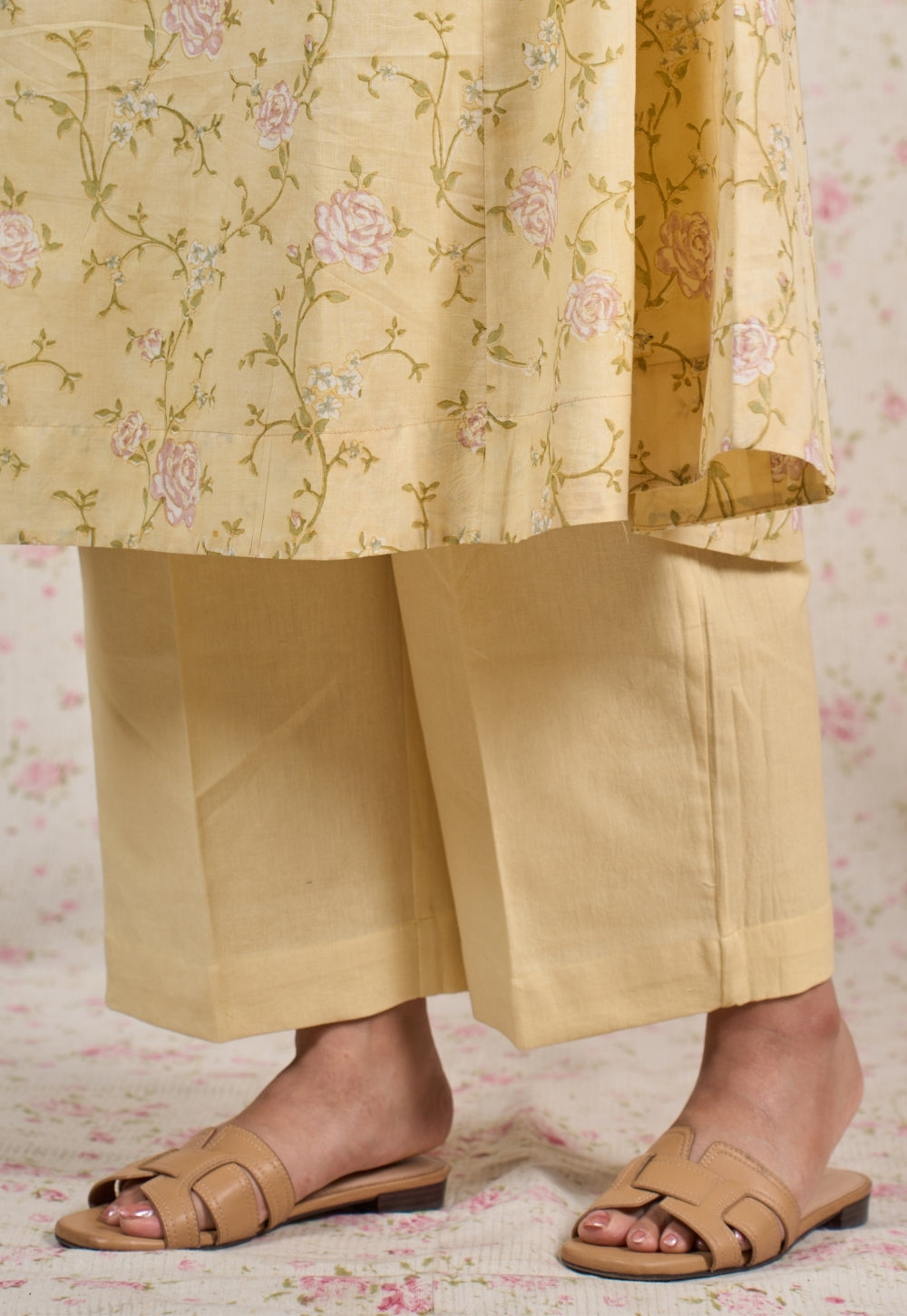 Helen Yellow Sanganeri Mul Cotton Jhabbha Embroidered Kali Kurta Set (Set of 2)