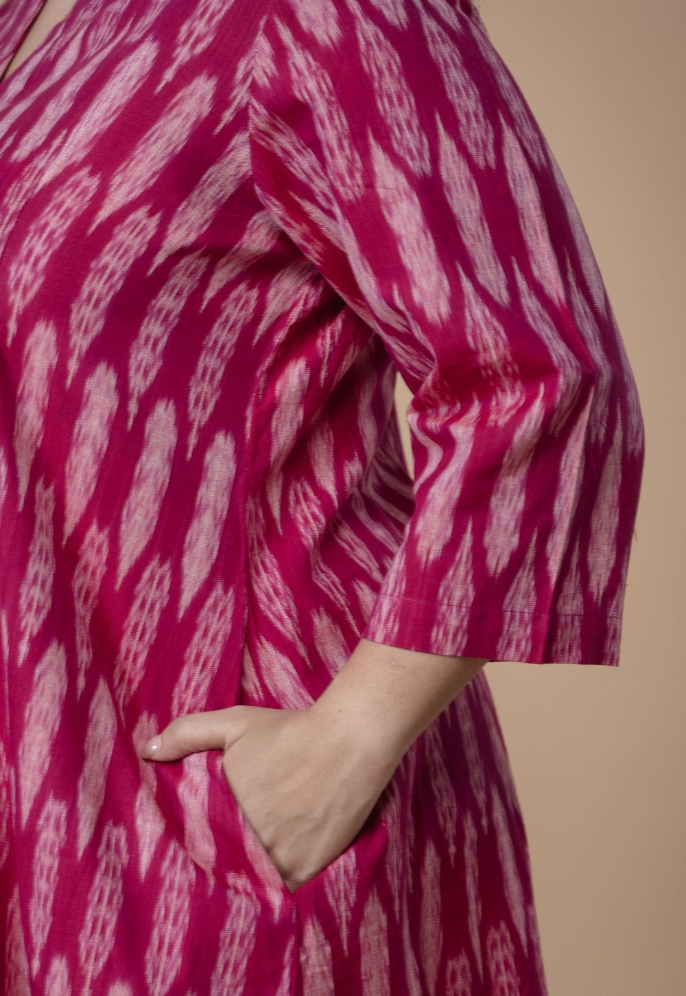 Malika Pink Ikkat Cotton Kali Kurta
