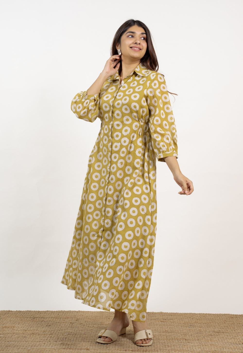 Aniza Green Batik MulMul A Line Dress