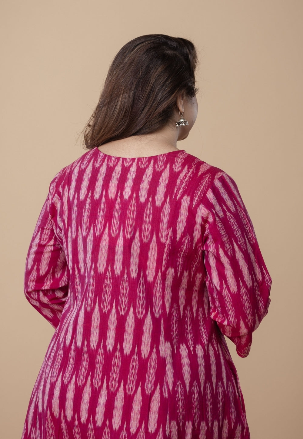 Malika Pink Ikkat Cotton Kali Kurta