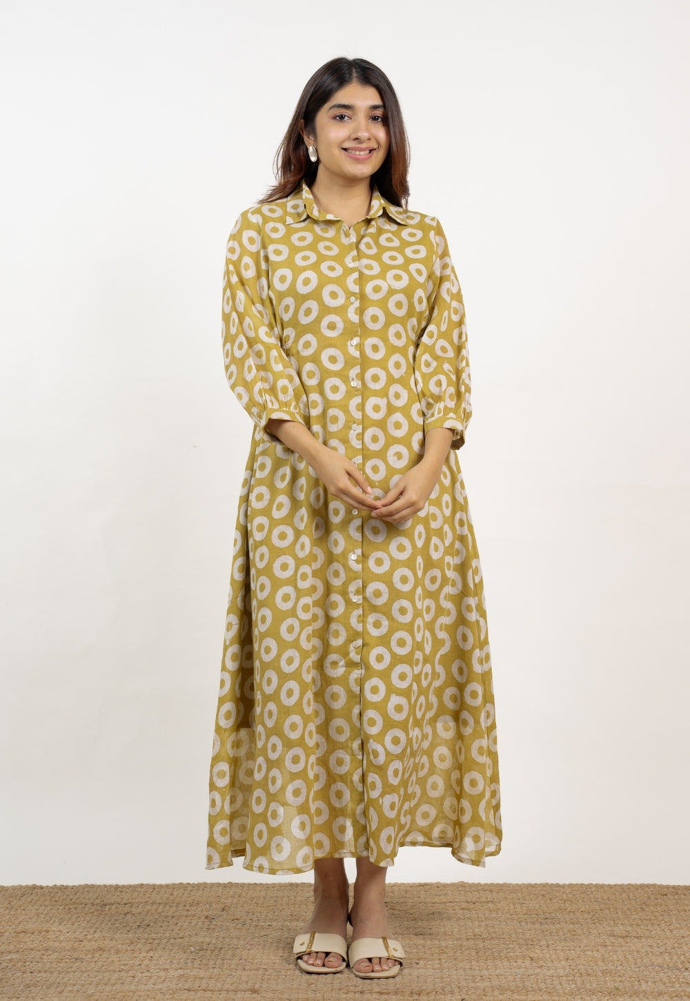 Aniza Green Batik MulMul A Line Dress