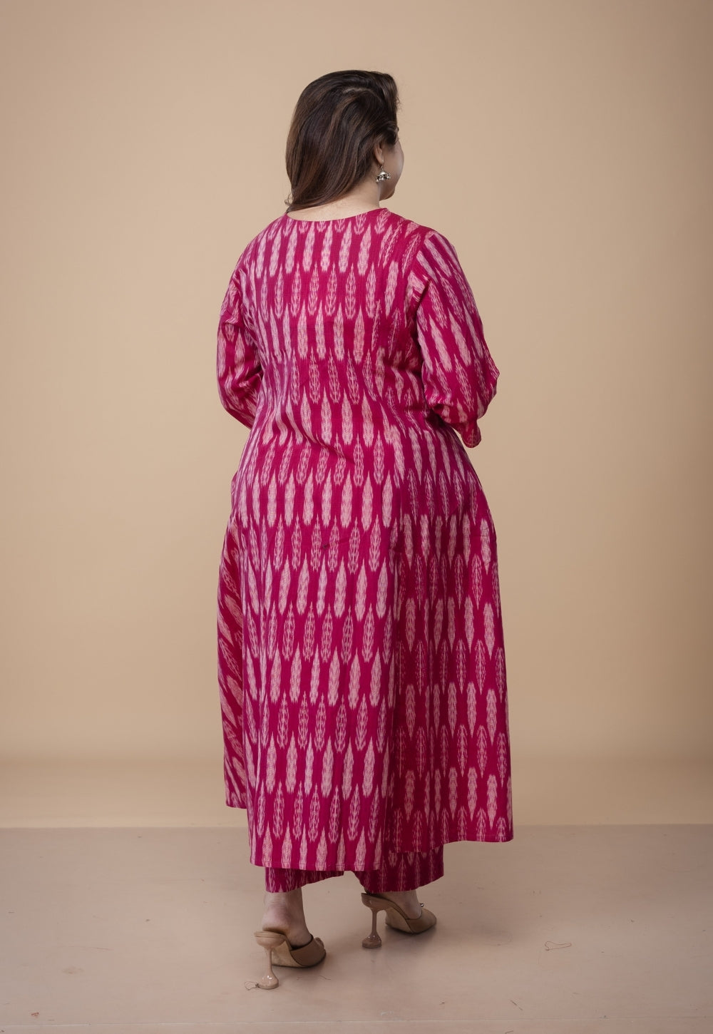 Malika Pink Ikkat Cotton Kali Kurta