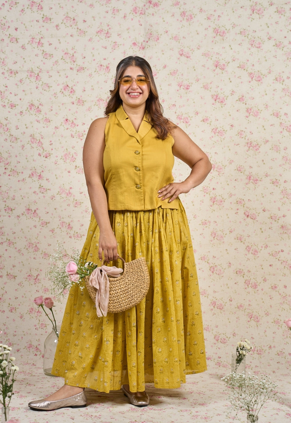 Molly Yellow Solid Mul Cotton Straight Jacket
