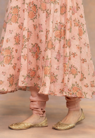 Miral Melon Pink Solid Cotton Satin Churidar