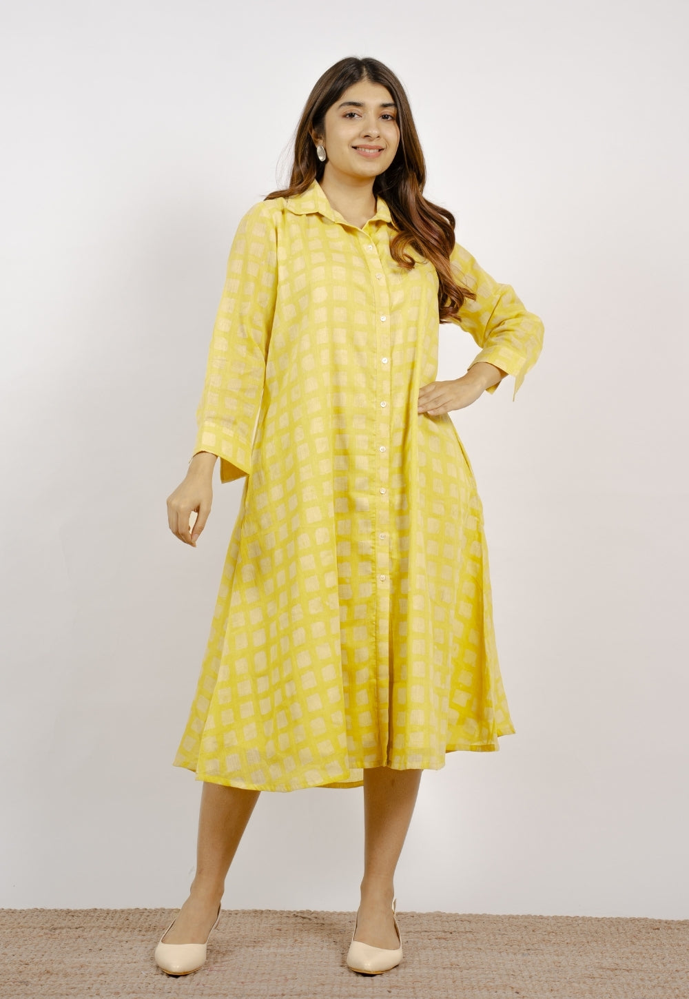 Samia Yellow Batik MulMul A Line Dress